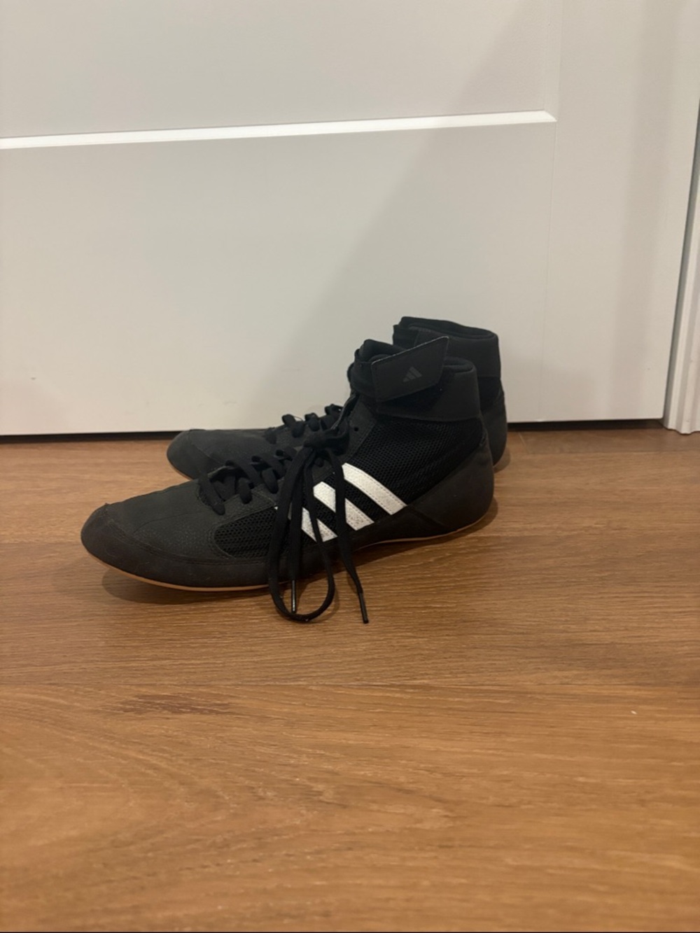 adidas Men’s Black High-Top Athletic wrestling shoes
